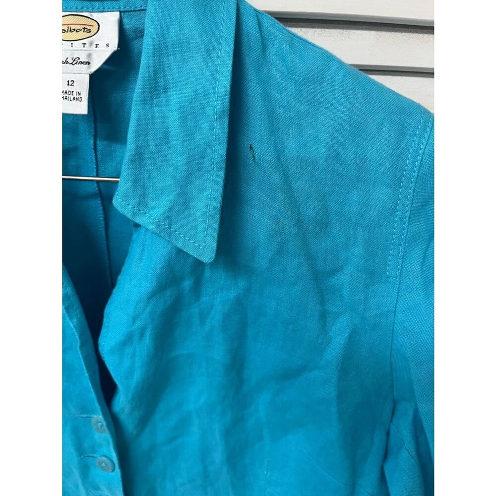 Talbots Turquoise Button-Front Linen Jacket sz12 - Picture 2 of 4